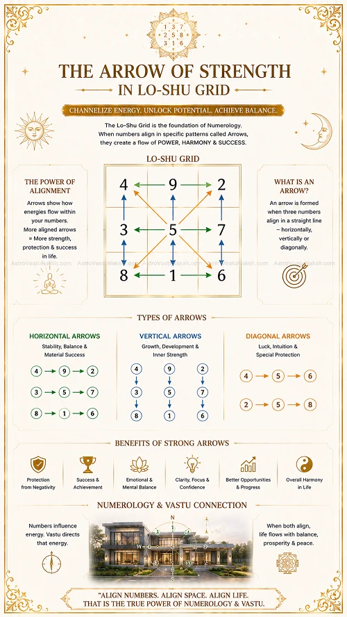 lo-shu grid arrow of strength explaination by astrovastunaksh kolkata india